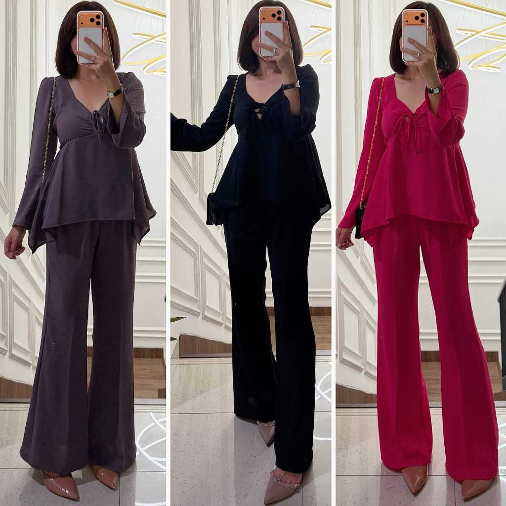 ONE SET SETELAN WANITA CRINCLE PREMIUM ADEM LEMBUT CASUAL BAJU HAMIL BUSUI FRIENDLY