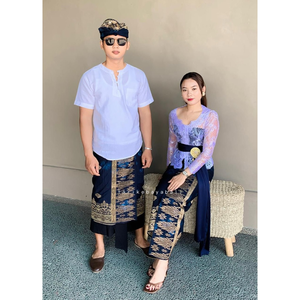 Couple Jumputan Bordir Premium jaritan dan cuttingan bali   saput,udeng, kamen
