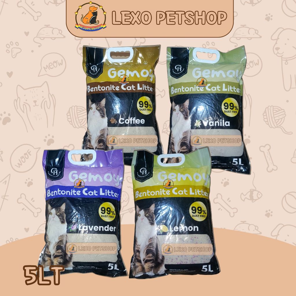 Pasir Gumpal Gemoy Cat Litter 5L Pasir Import Gemoy Bentonite Cat Litter