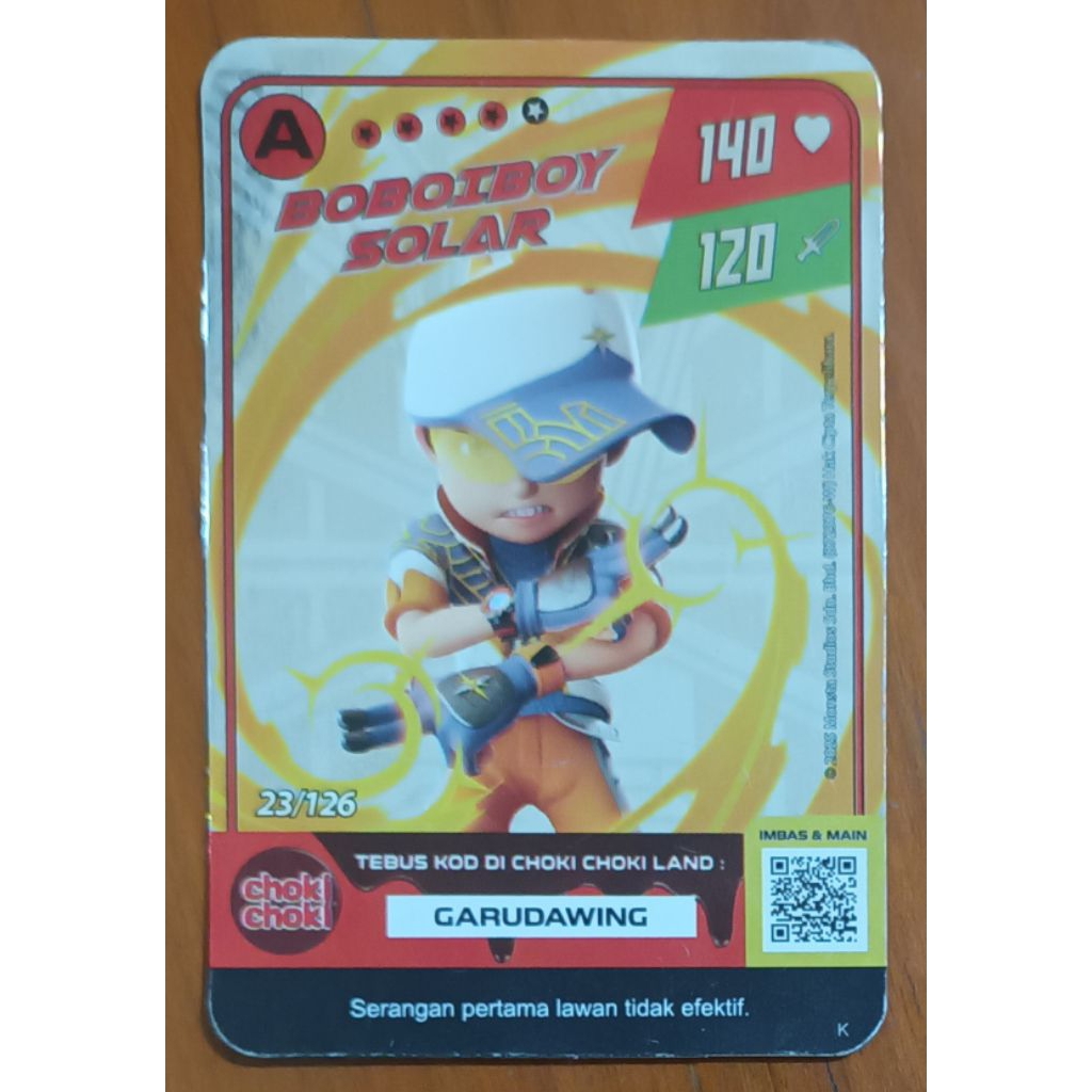 Monsta Galaxy Card Boboiboy Choki Choki Boboiboy Solar Tier A