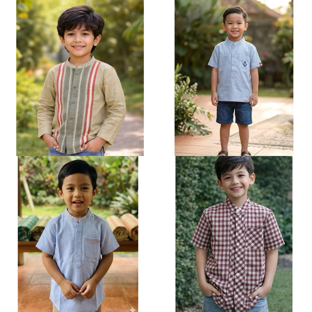 Kemeja Anak kerah Sanghai/Kemaja Anak Laki-Laki