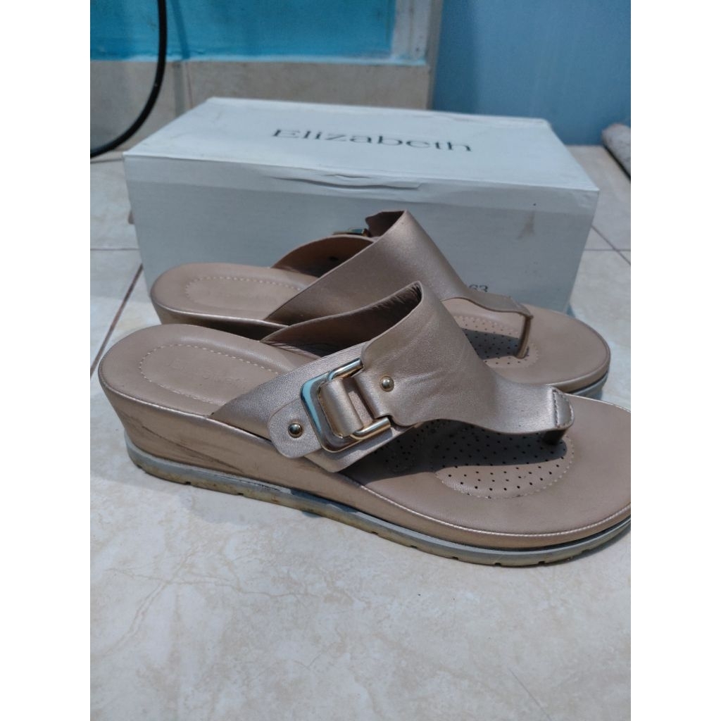 preloved ELIZABETH sandal wedges original rose gold