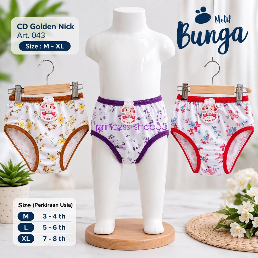 Golden Nick CD Celana Dalam Anak Perempuan Lembut Adem CD Gn SA043