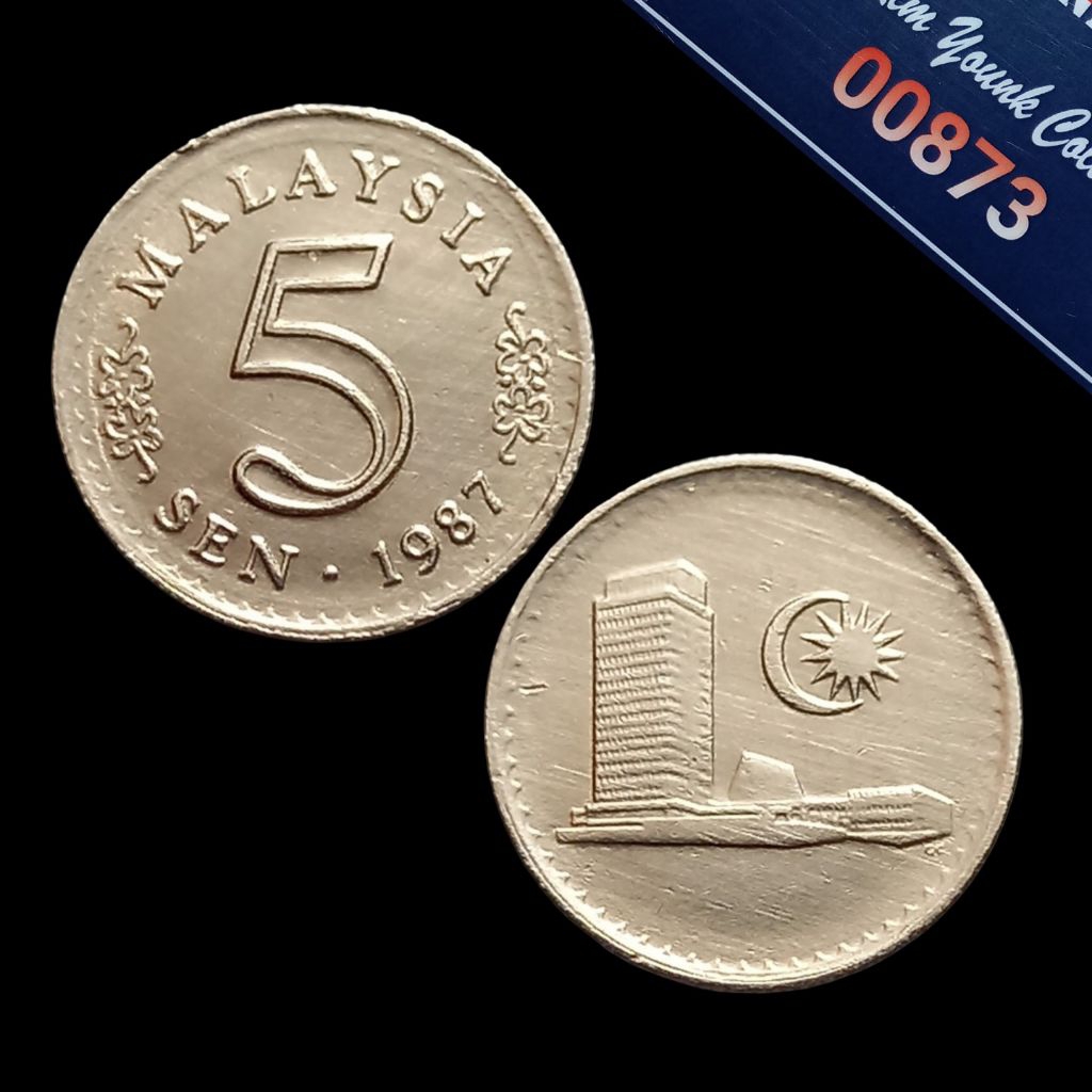 UKA087Coin 5 Sen (Malaysia) Seri Gedung Thn 1987 Detail Bagus Sesuai Difoto