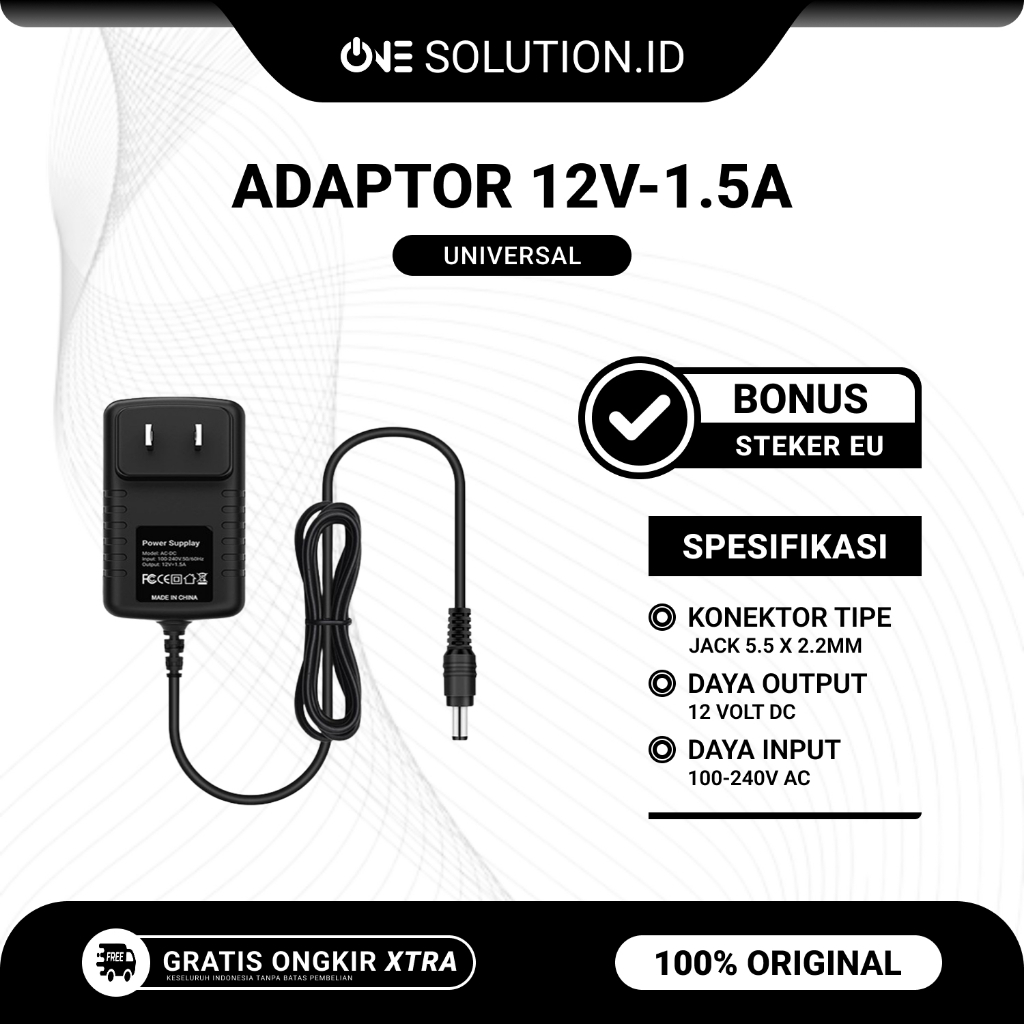 Power Adaptor 12V-1.5A Universal Bisa Untuk Modem Router DVR CCTV STB HTB Bekas Original
