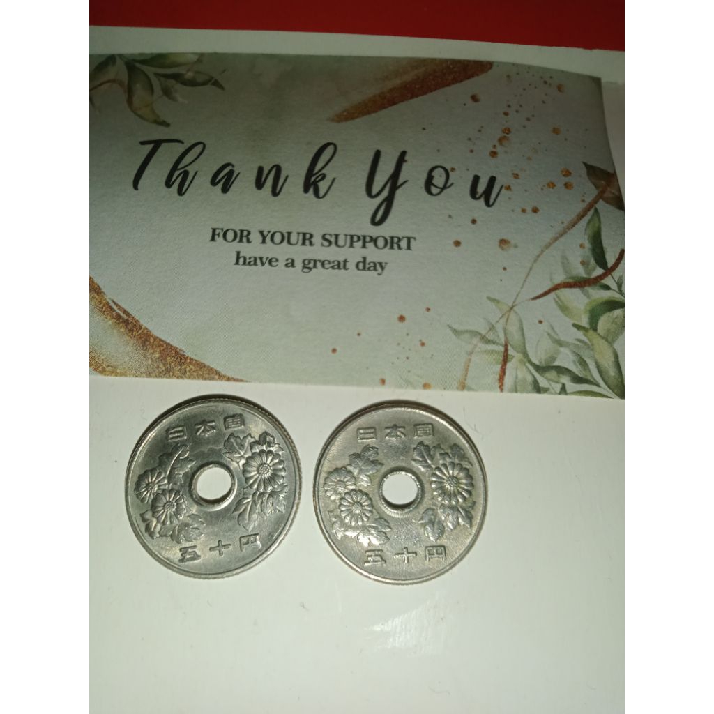 2 pcs Koin 50 Yen Jepang.