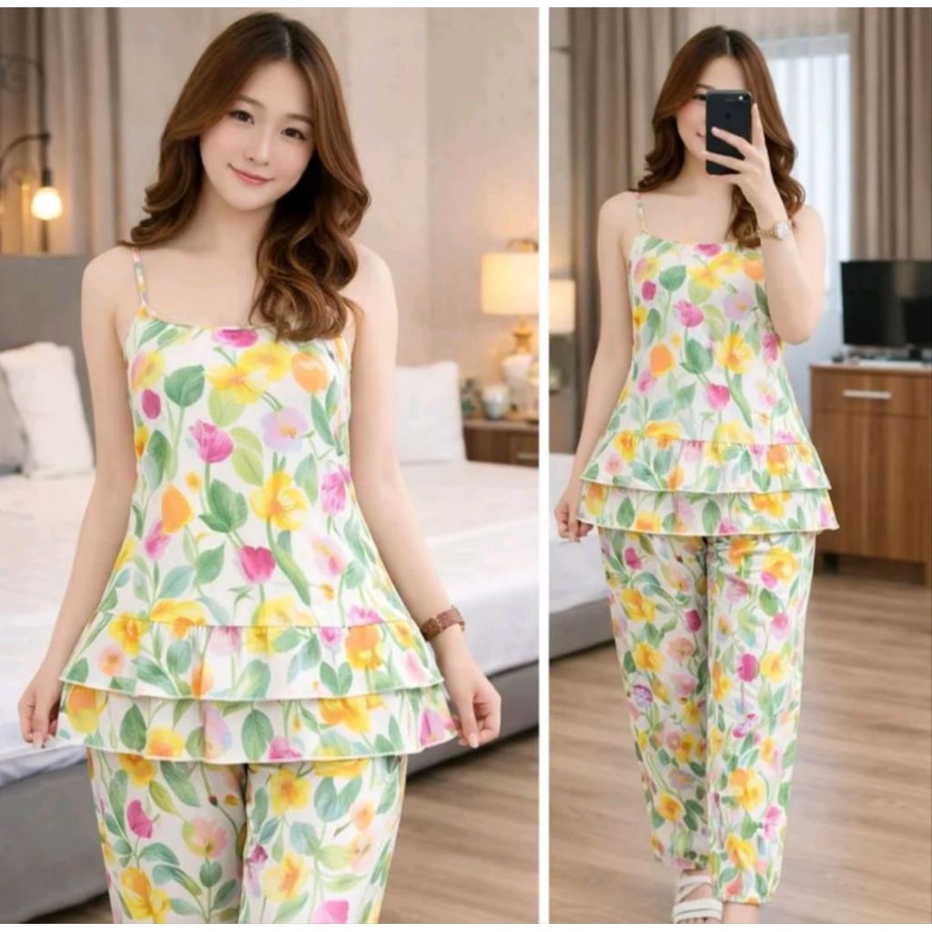 ONE SET FUJI BAHAN RAYON SETELAN ATASAN SET BAJU SANTAI ANTI GERAH Series Fuji One Set - Bahan Premi