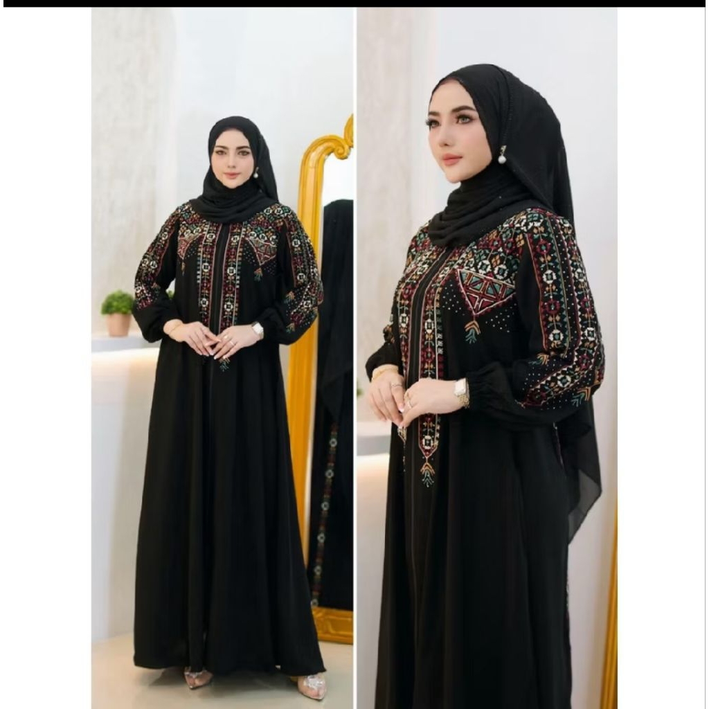 Abaya Bordir Premium Abaya Turki Gamis Bordir Dayak
