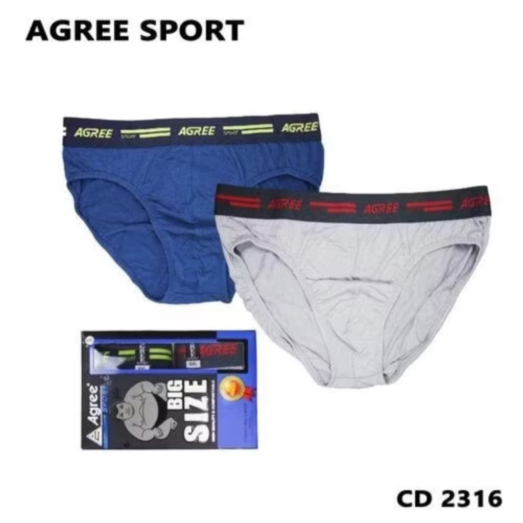 CD Agree 2316 Boxer Pria Jumbo Bahan Katun Anti Iritasi - Celana Dalam Sport Big Size 2 Pcs