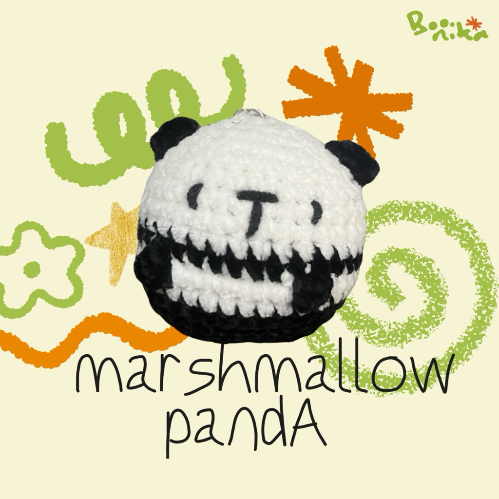 Marshmallow Panda Crochet Keychain - Boonika