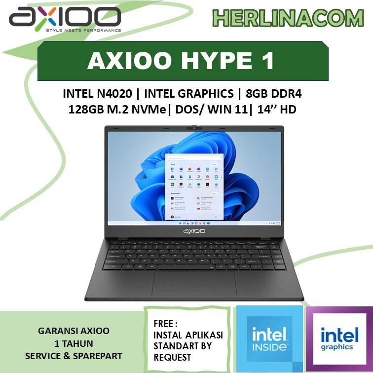 LAPTOP AXIOO MYBOOK HYPE 1 INTEL N4020 8GB 128GB SSD 14.0 HD WINDOWS 11
