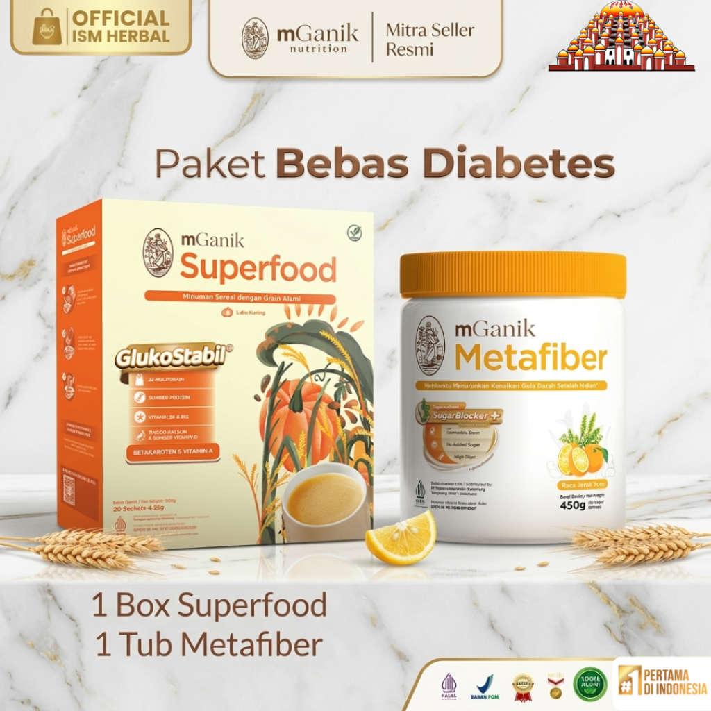 Mganik Metafiber & Superfood Suplemen Serat Blokir Gula Darah 450g 20 Sachet Makassar