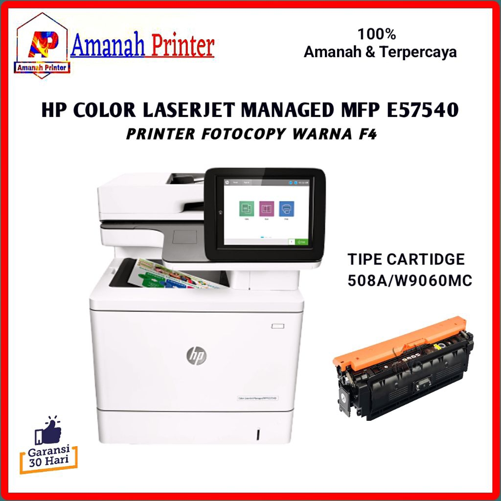 Printer HP Color Laserjet Managed mfp E57540 Duplex Printer Fotocopy F4 Warna Murah