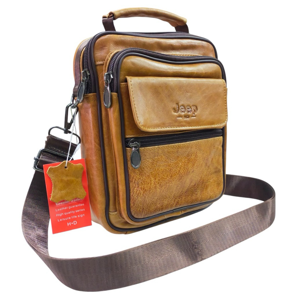 TAS Selempang pria Kulit asli Jeep Tas kulit pria Sling Bag Pria Termurah tas kantor