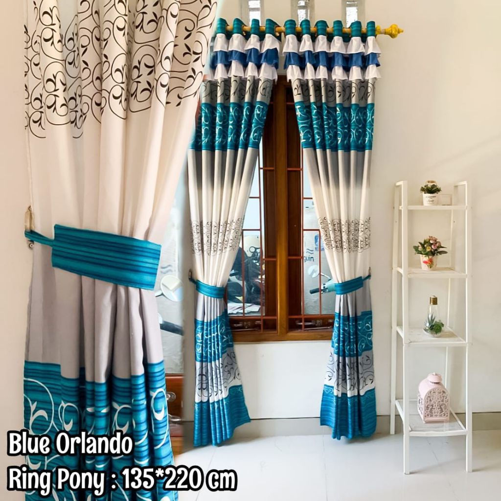 Gorden Rumbai Pony Mewah Gorden Jendela Pintu Minimalis Smokring  12 ukuran 135 x 220 motif Gardenia
