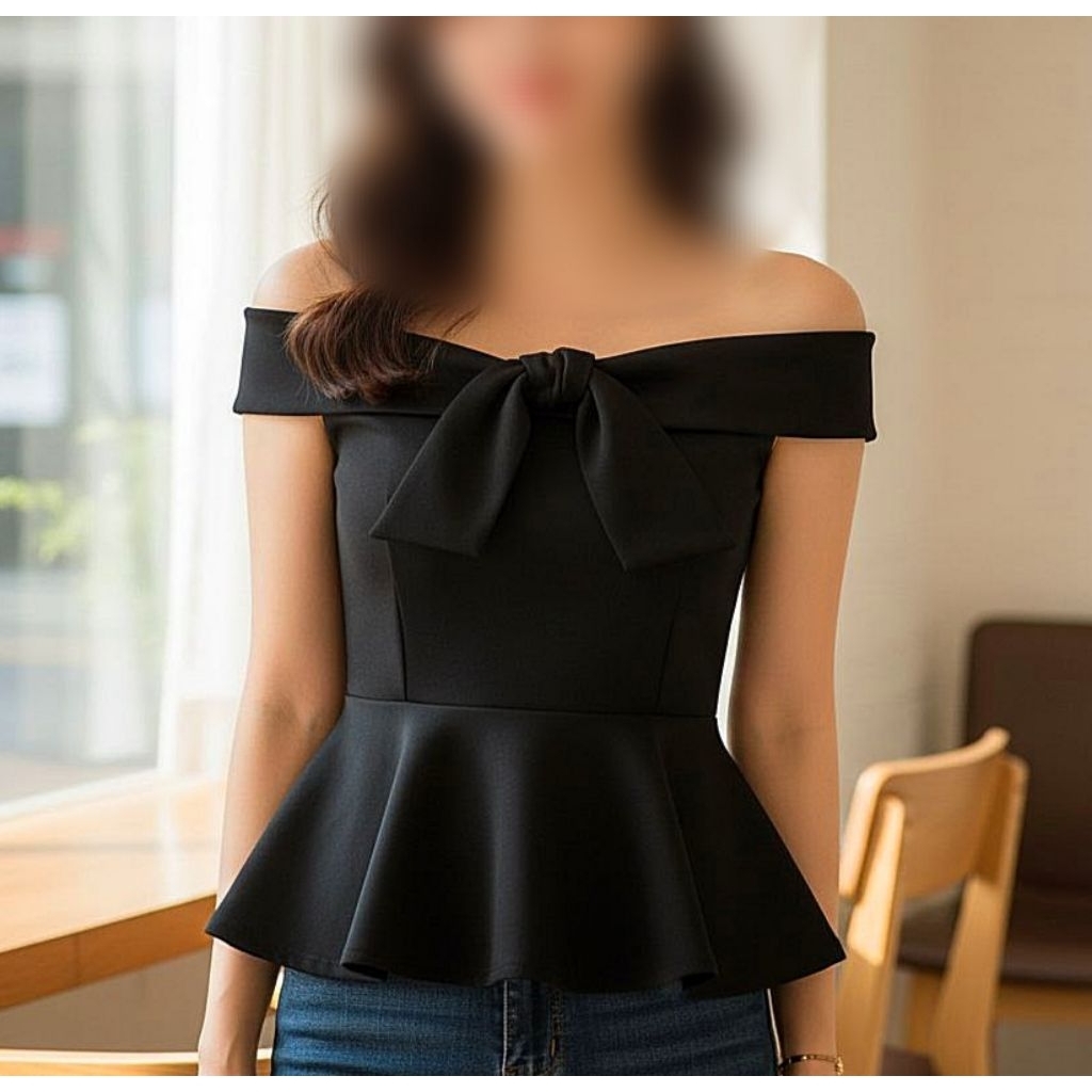 Peplum Scuba Premium Black New