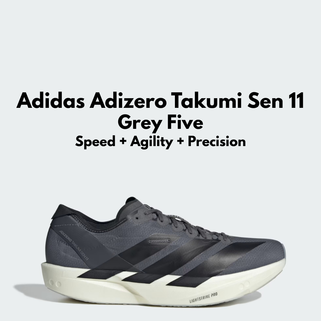 Adidas Adizero Takumi Sen 11 Gray Five Sepatu Lari Pria Untuk Race, 5-10KM, Speed - JS1903