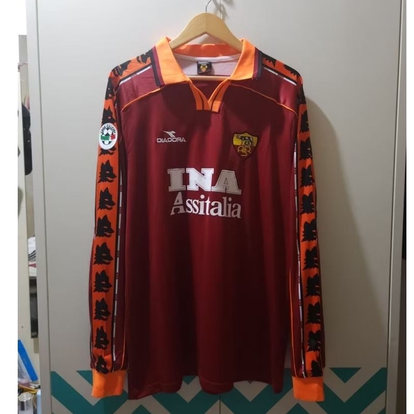 Jersey Baju bola retro As Roma Home 1998-1999 LS