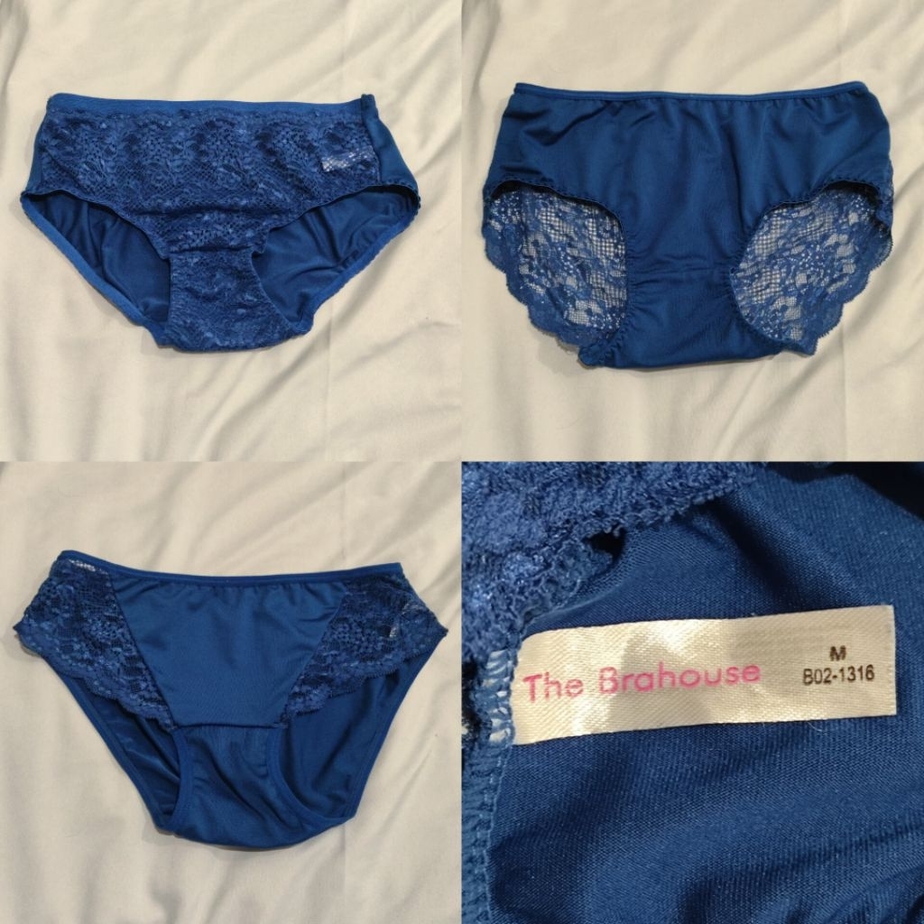 M The Brahouse Celana Dalam Wanita Renda Biru Midi Sexy Lingerie