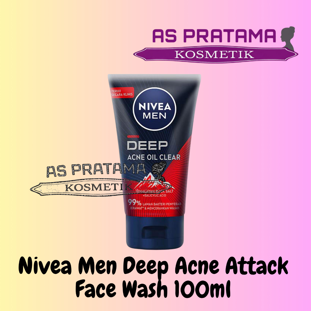 * As Pratama * Sabun Wajah Pria Nivea Men Facial Foam Deep Acne Oil Clear 100ml