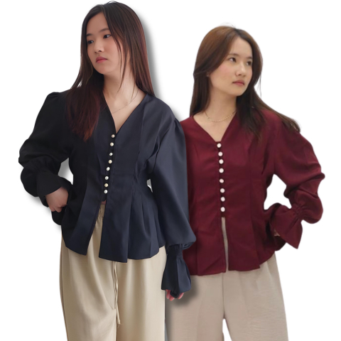 BLOUSE WANITA KOREA/BORA TOP BLOUSE ELEGAN KOREA/BAJU ATASAN KOREA WANITA/BLOUSE KANTOR WANITA KASUA