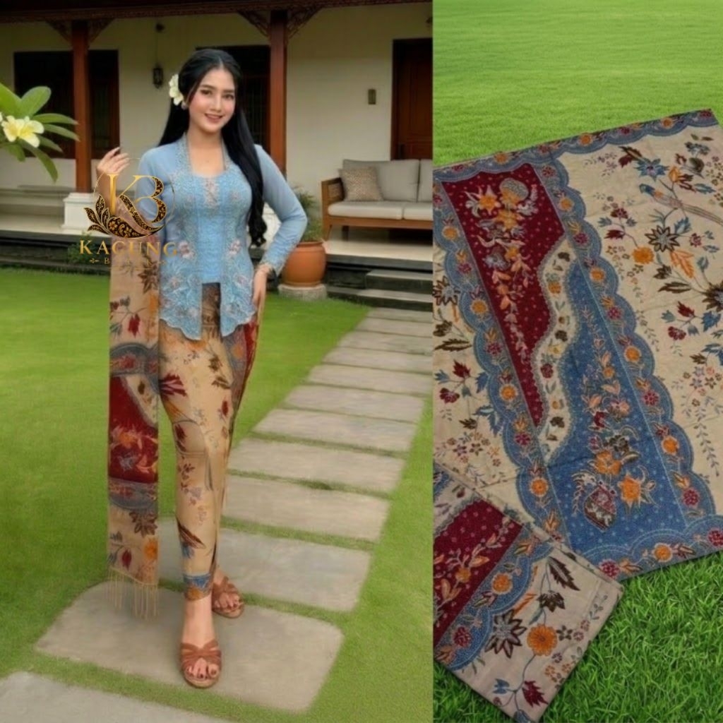 KAMEN SET SELENDANG MOTIF BATIK TRADISIONAL BATIK SUTRA PARIS ATBM KAIN LEMBARAN BAWAHAN KEBAYA WISU