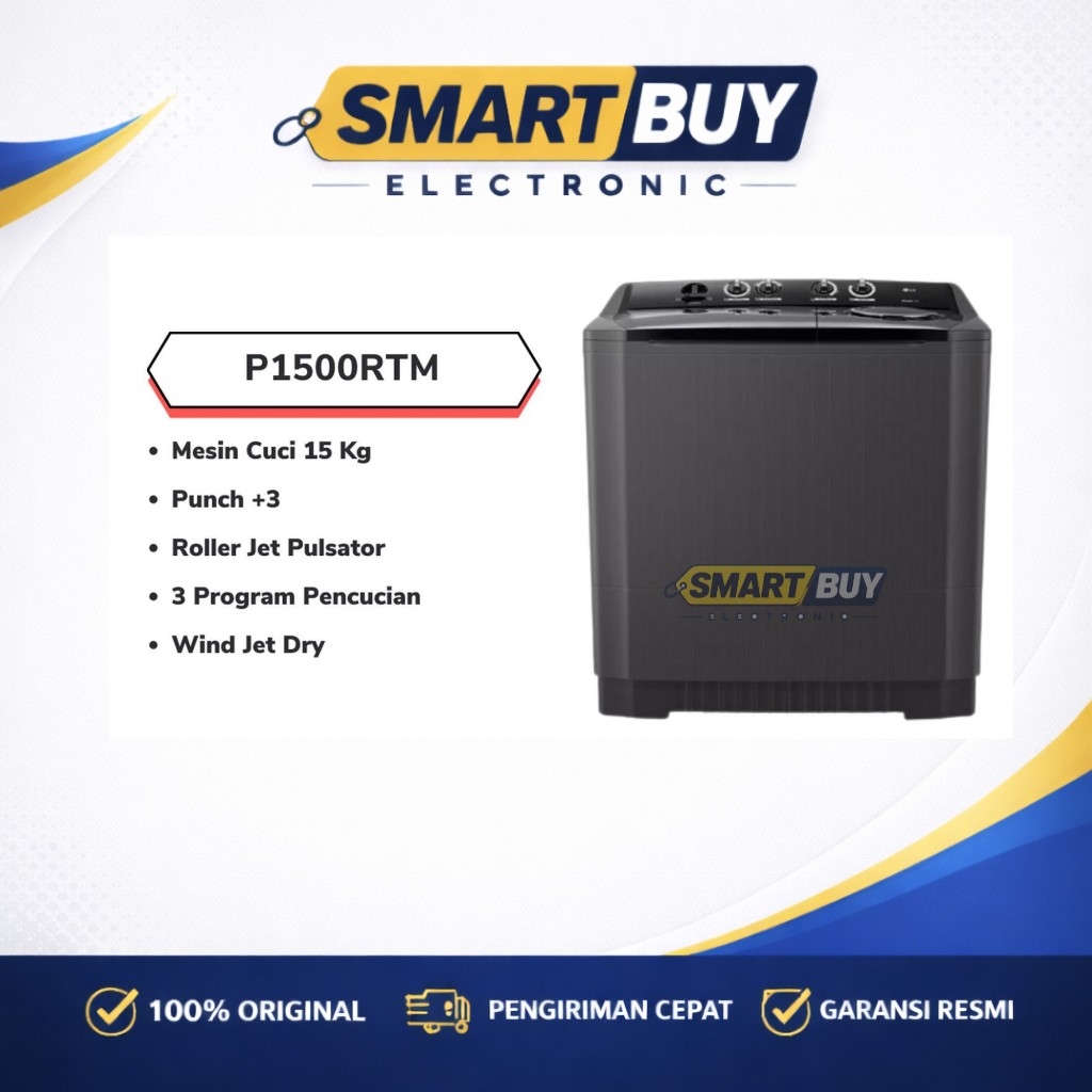 LG MESIN CUCI 2 TABUNG 15Kg P1500RTM / P-1500RTM