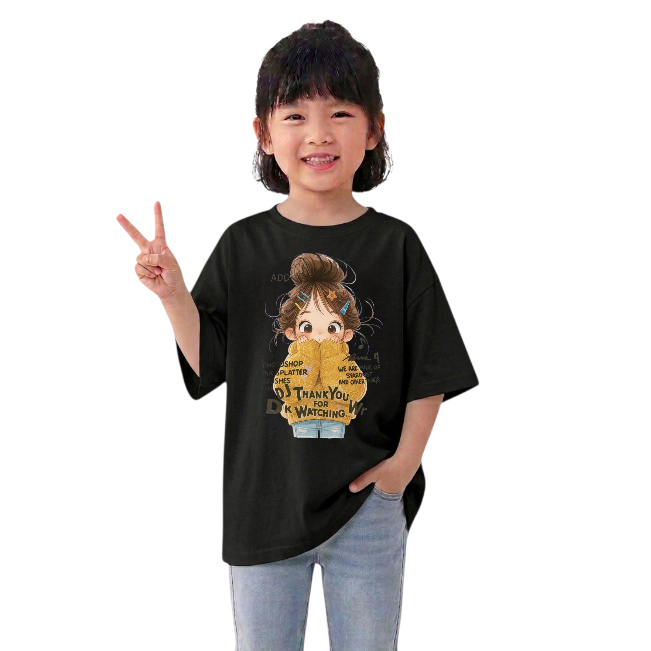 Baju Distro anak perempuan kaos anak oversize motif korea style