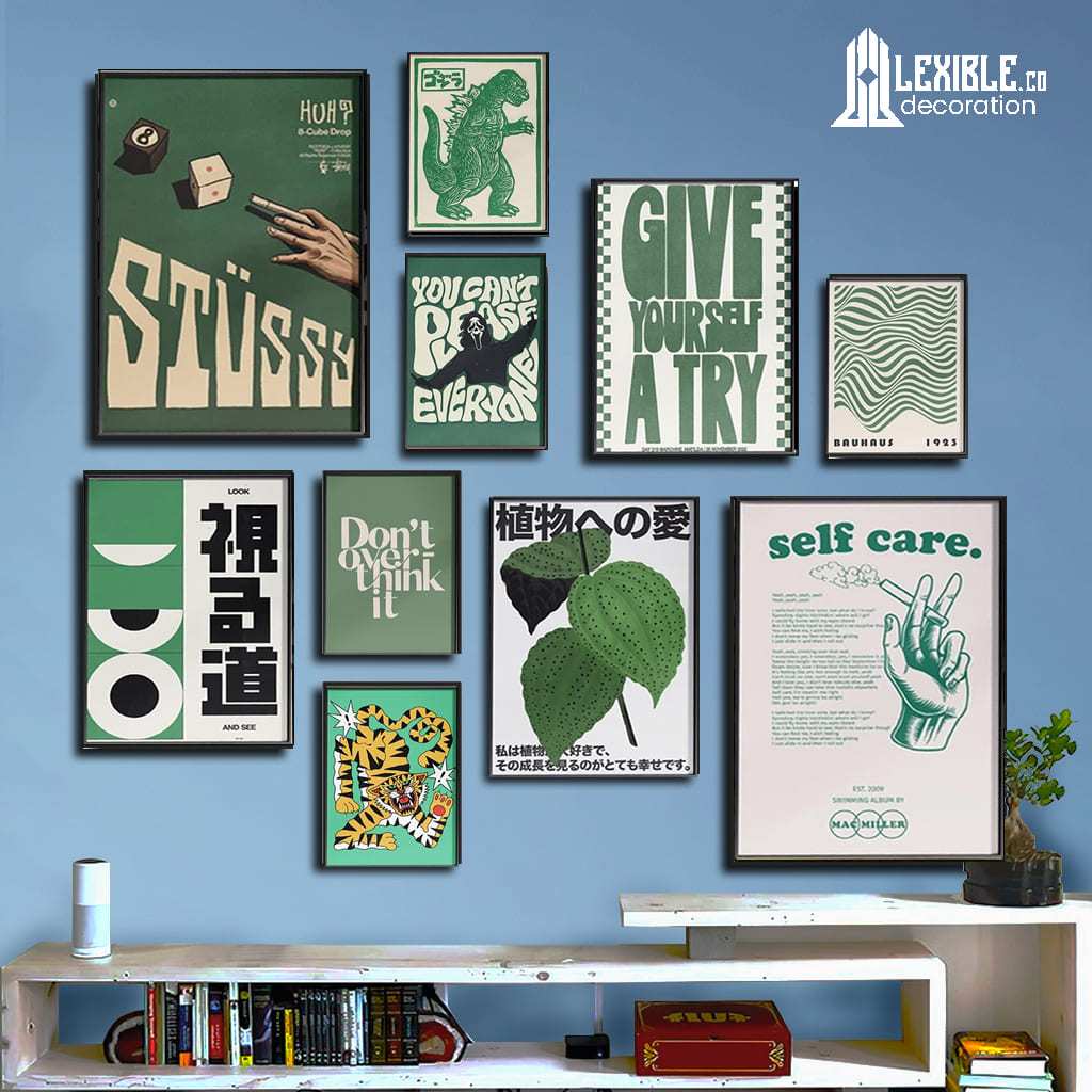 Hiasan Dinding Kamar Poster Aesthetic Dekorasi Kamar Rumah Wall Decor Kafe MDF Green
