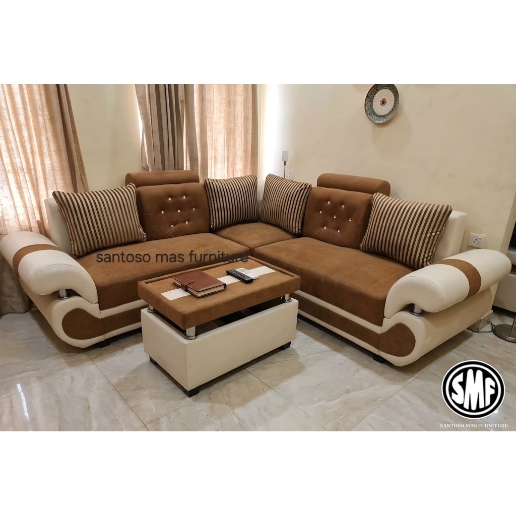 sofa L shape premium free meja