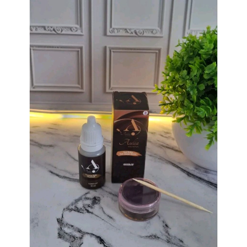 Aulia Henna Coklat 8ml pewarna kuku muslimah halal sah untuk sholat
