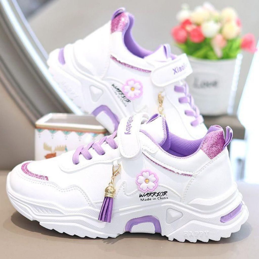Sepatu olahraga usia 6-12tahun sepatu anak perempuan motif warior fashion terbaru
