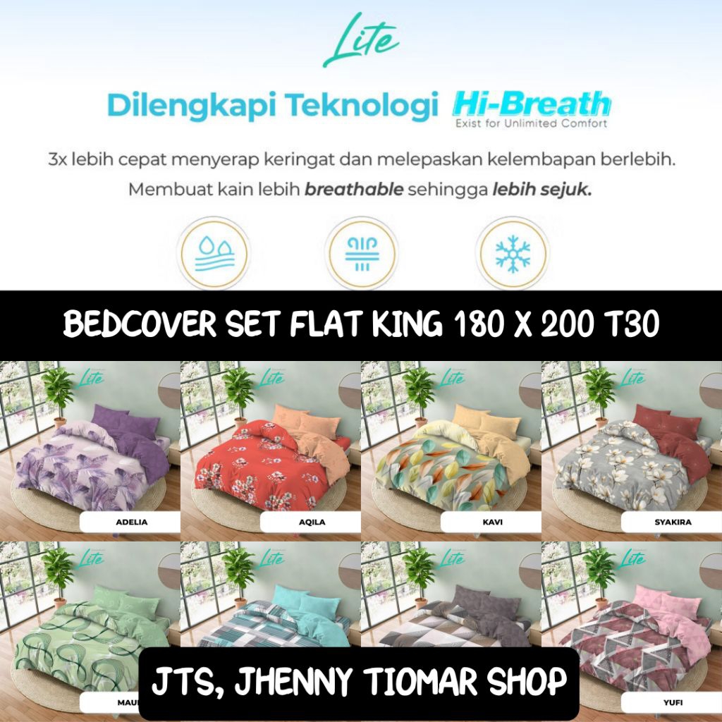 3KG KINTAKUN LITE BEDCOVER SET FLAT KING 180X200 TINGGI 30 T30