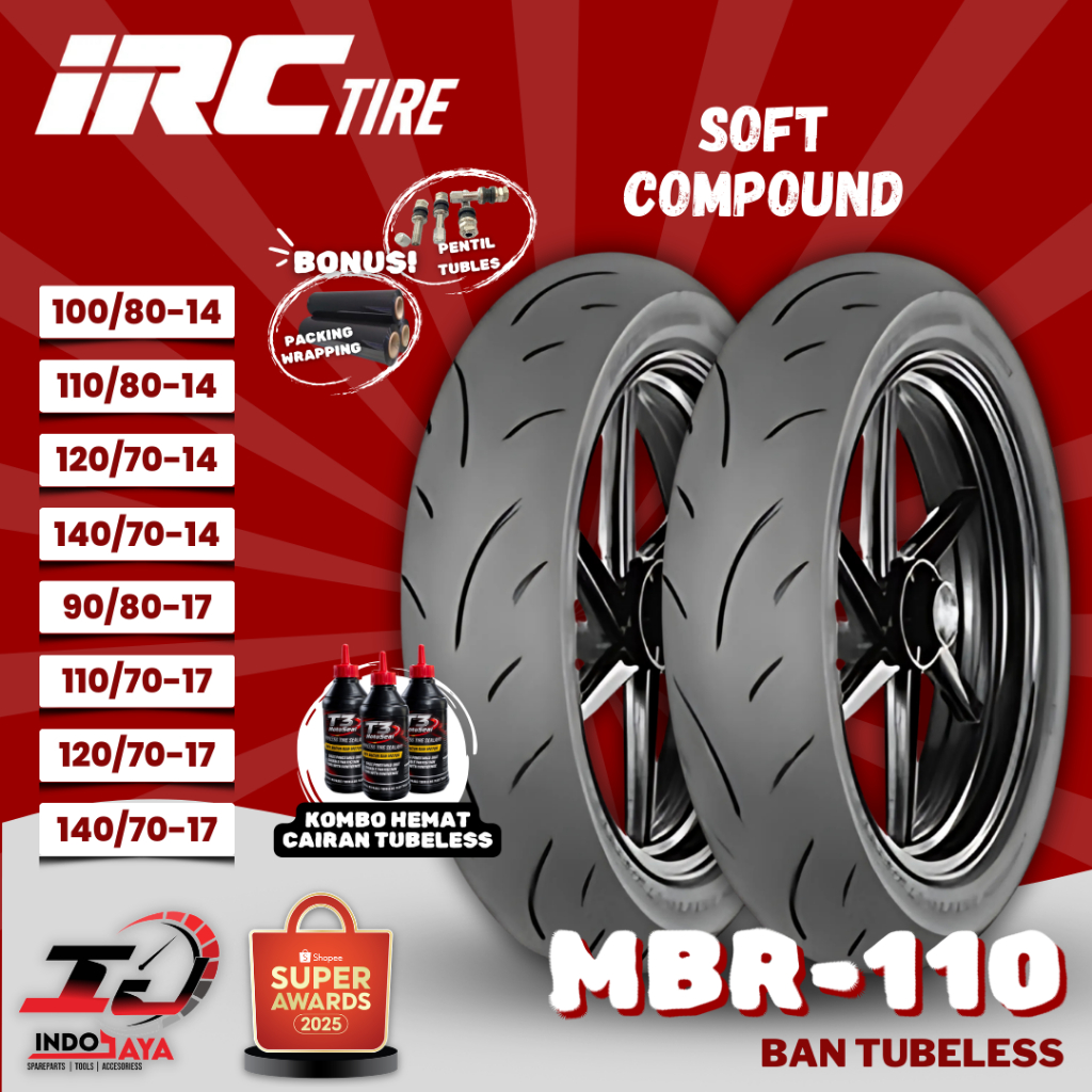 BAN LUAR SOFT COMPOUND TUBELESS IRC MBR 110 (100/80-14 - 110/80-14 - 120/70-14 - 140/70-14 - 90/80-1