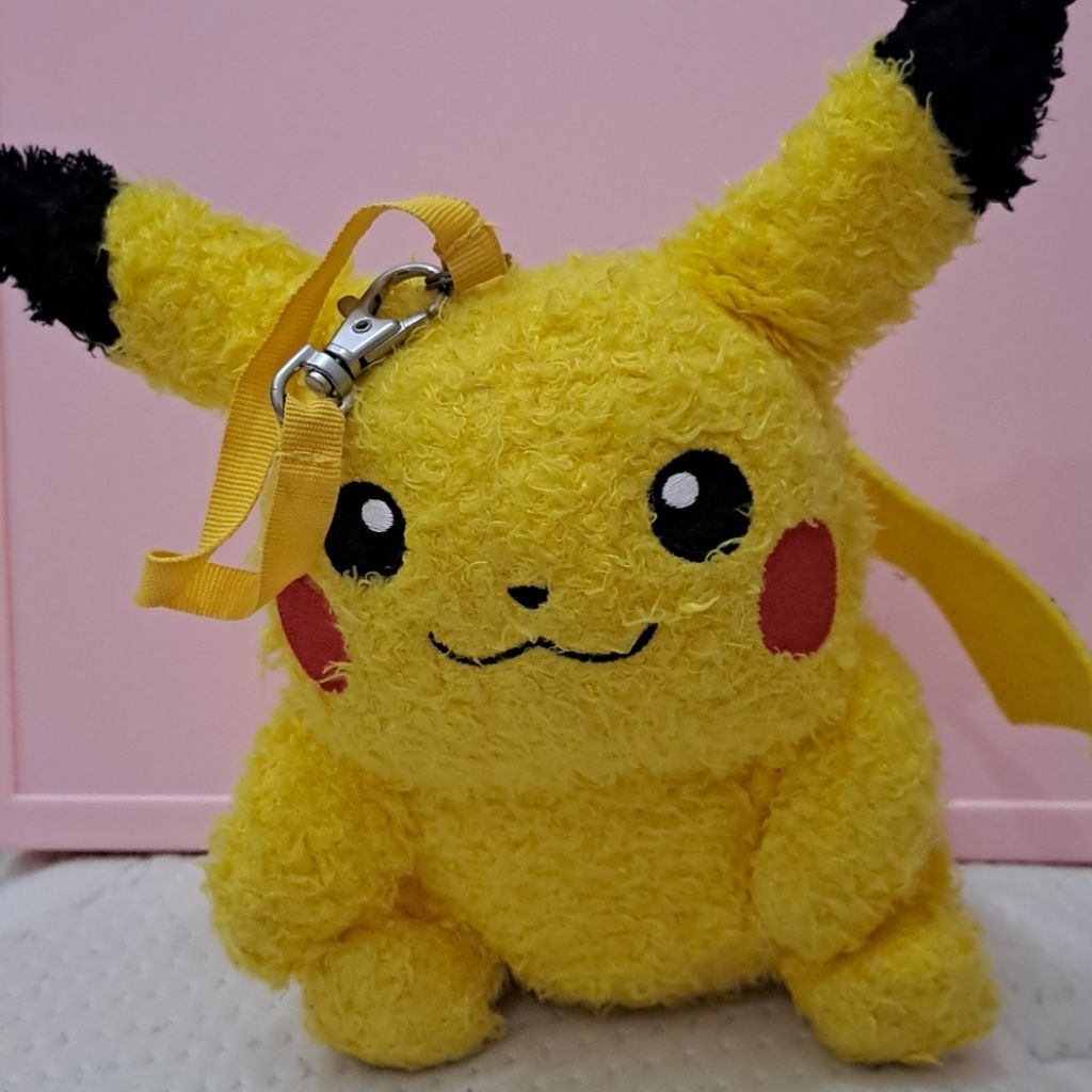 Rare Official Nintendo Sekiguchi Pikachu Pokemon Pouch Boneka Ganci Plush Keychain Coin Purse