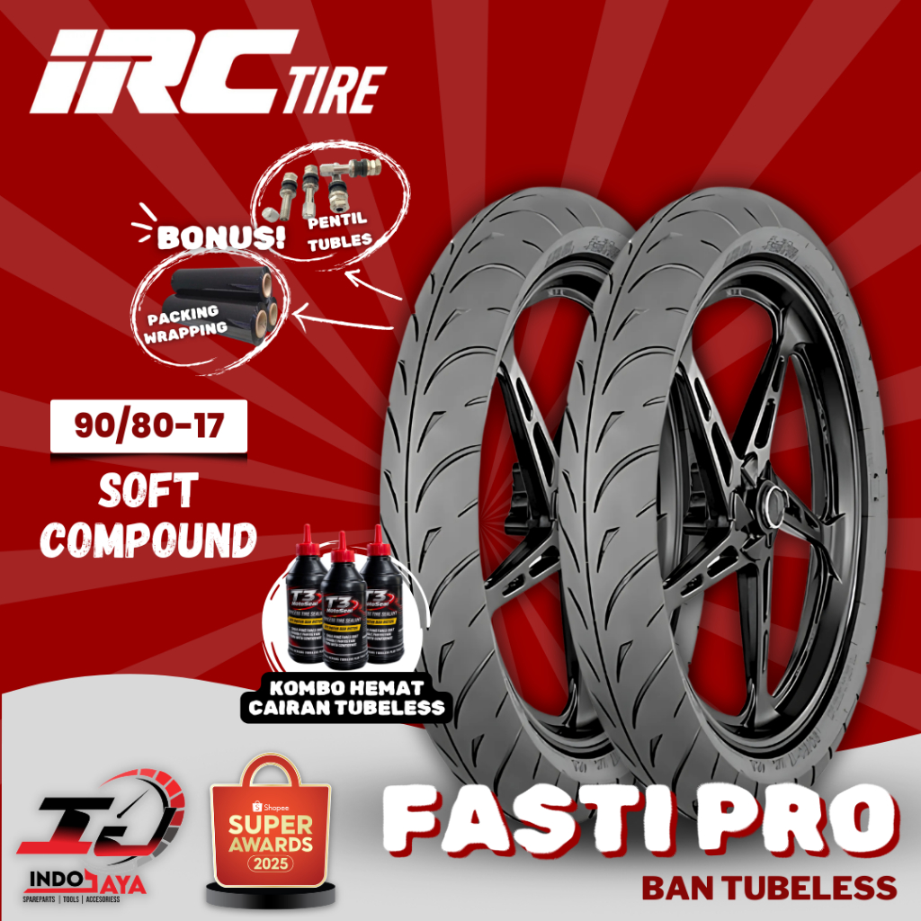 [READY COD] BAN LUAR IRC TUBELESS SOFT COMPOUND FASTI PRO (90/80-17) BAN BEBEK UNDERBONE BALAP / BAN