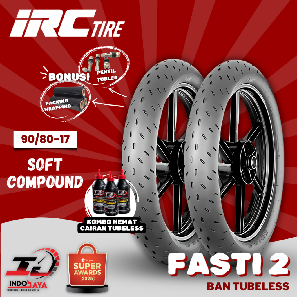 [READY COD] BAN LUAR IRC TUBELESS SOFT COMPOUND FASTI 2 (90/80-17) BAN BEBEK UNDERBONE BALAP / BAN R