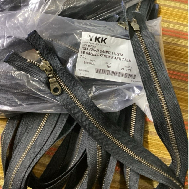 Resleting Jaket YKK Lusinan panjang 60 cm - Gigi Bakar, Kepala bulat (DAMSL), Tahan Lama untuk Jaket