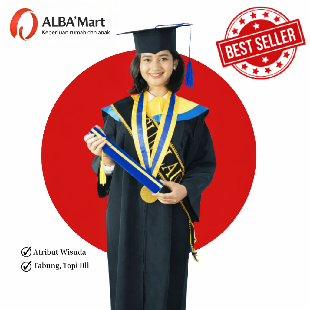 Atribut Wisuda Lengkap Topi Toga Tabung Medali Selempang | Perlengkapan Wisuda SD SMP SMA Mahasiswa