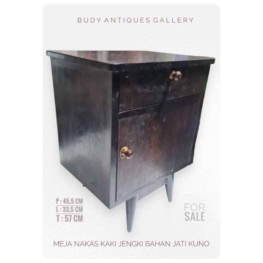 Lemari Nakas Kayu Jati Kaki Jengki