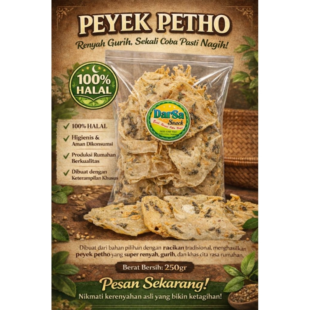 Darsa Peyek Petho Magelang 250gr Rempeyek Cempli Cetul Cetol Ikan Sungai