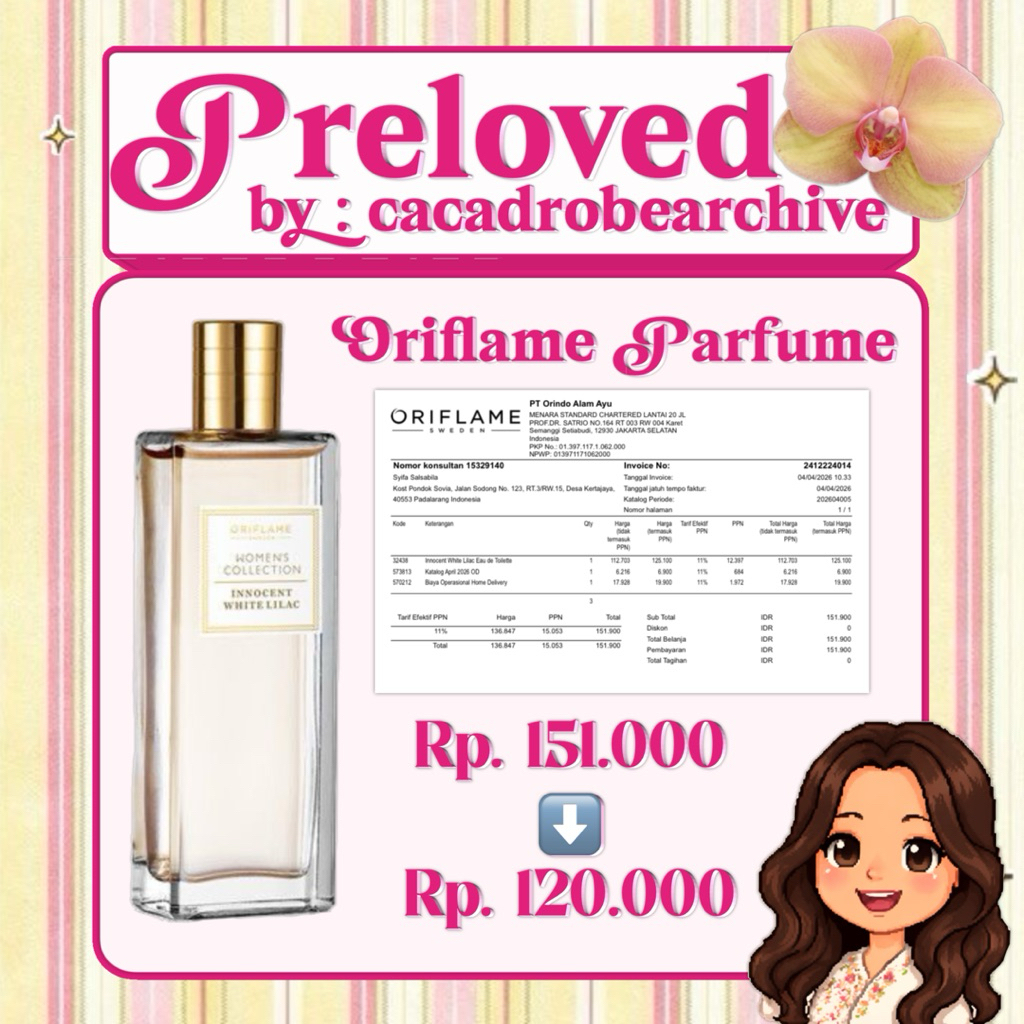 ㅤʚ Preloved Parfume Oriflame White Lilac ɞ