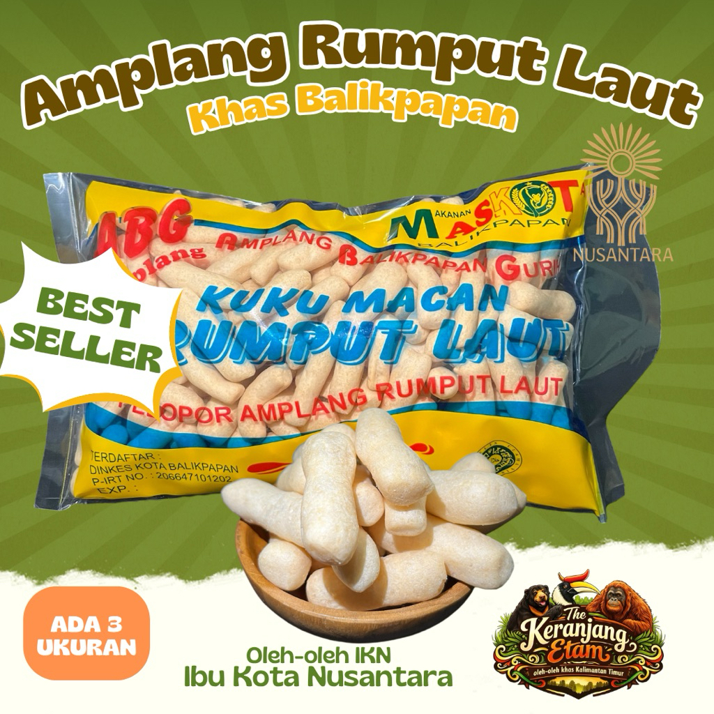 Amplang Rumput Laut Ikan Tenggiri Khas Balikpapan - Amplang Best Seller Cocok Untuk Oleh-oleh - Rasa
