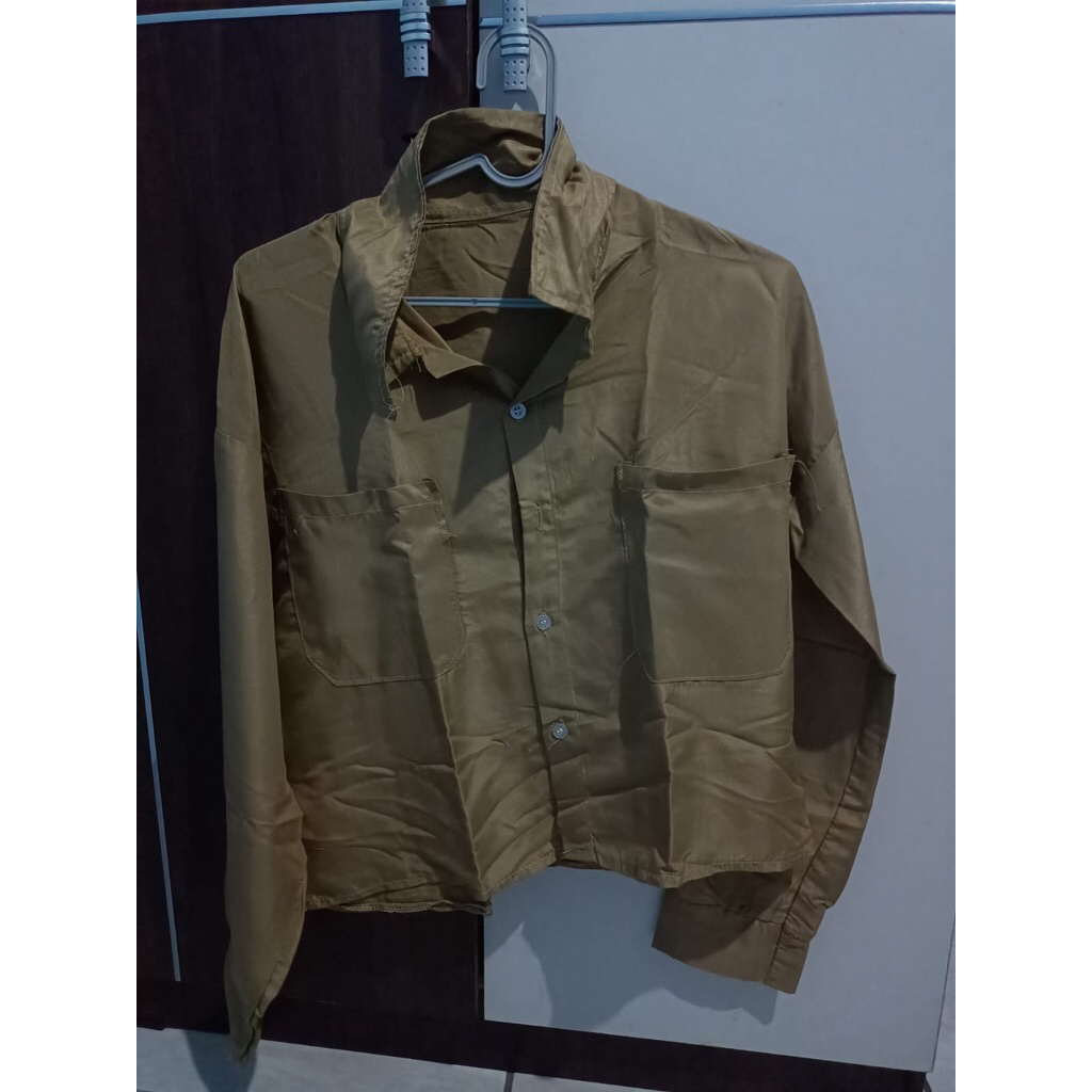 kemeja wanita lengan panjang crop