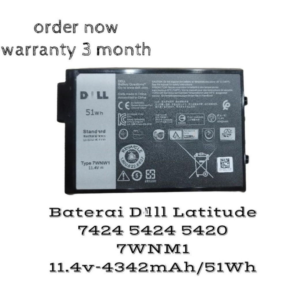 BATERAI LAPTOP Dll Latitude Rugged 7424, 5424, dan 5420 7WNW1