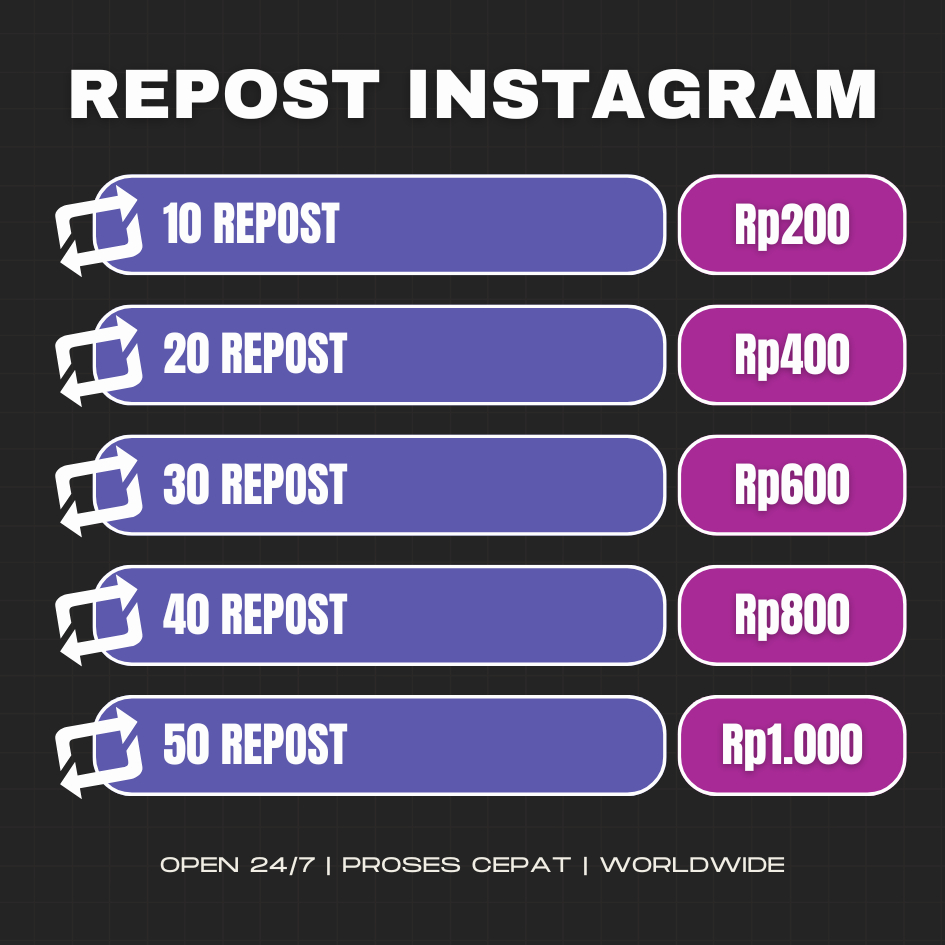 Instagram Repost Berkualitas Pengiriman Instant - Kontenku.fyp