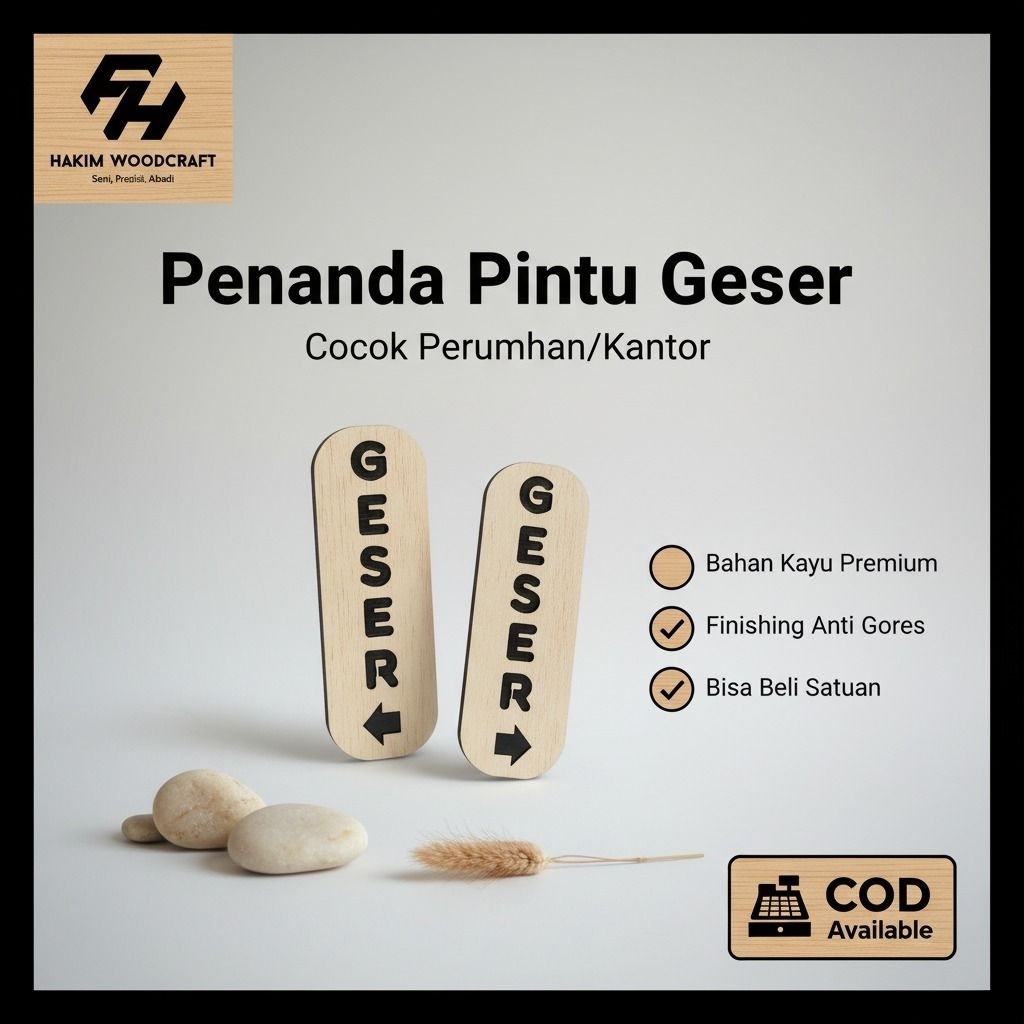 Penanda Pintu Geser Tulisan "Geser" kayu