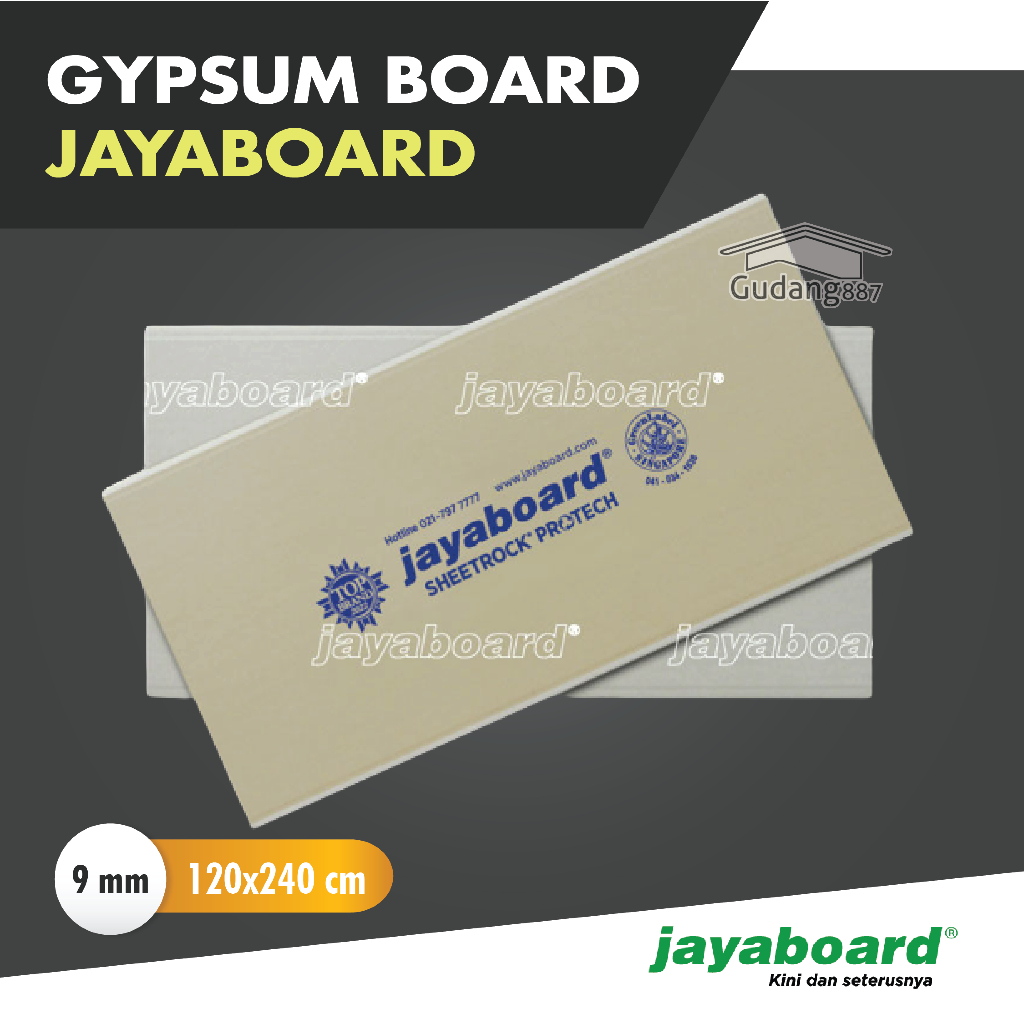 Gypsum Jayaboard Yoshino 9mm 12 mm 120x240cm Plafon Rumah - Gypsum Anti Api - Anti Air