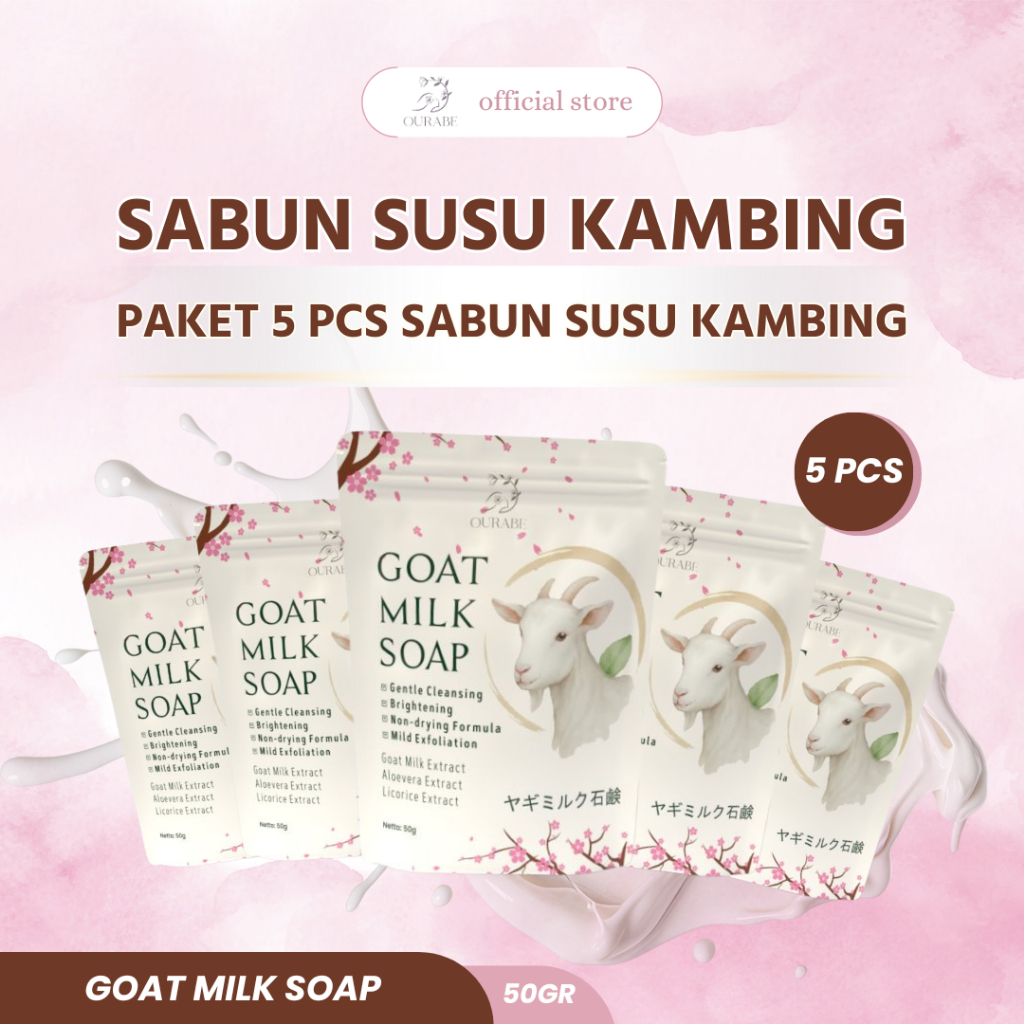 Ourabe Goat Milk Soap (PAKET 5 PCS) - Sabun Susu Kambing Brightening & Gentle Cleansing Formula Jepa