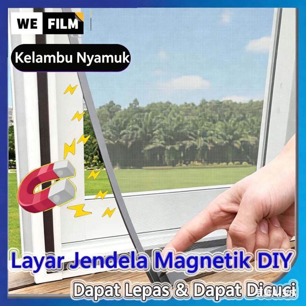Kasa Nyamuk Magnet Fiberglass - Anti Nyamuk Serangga - Ukuran Custom & Pasang DIY Mudah - Untuk Jend